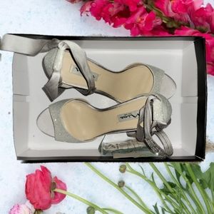 Nina Dollye Silver Shoes with Satin Straps